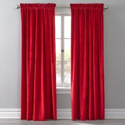 Wide Width BH Studio Velvet Rod-Pocket Panel by BH Studio in Santa Red (Size 50" W 84" L) Window Curtain