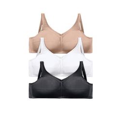 Plus Size Women's 3-Pack Cotton Wireless Bra by Comfort Choice in Basic Assorted (Size 40 DD)