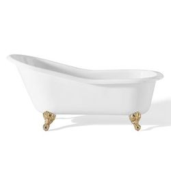 Cheviot 61 Inch Cast Iron Slipper Clawfoot Tub - Continuous Rolled Rim - No Faucet Drillings 2108-WW-PB