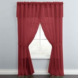 Wide Width BH Studio Sheer Voile 5-Pc. One-Rod Curtain Set by BH Studio in Burgundy (Size 60" W 63" L) Window Curtain