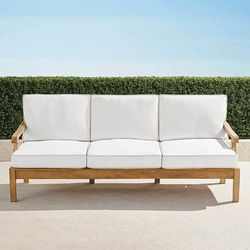 Cassara Sofa with Cushions in Natural Teak - Standard, Moss - Frontgate