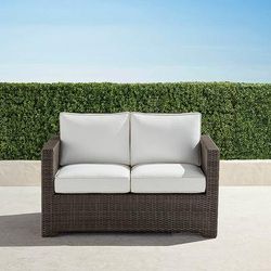 Small Palermo Loveseat with Cushions in Bronze Wicker - Standard, Coral/Red - Frontgate