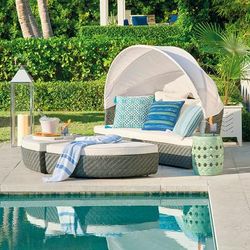 Cadence Daybed in Charcoal - Sunbrella Rain, Rain Sailcloth Cobalt - Frontgate