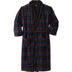 Men's Big & Tall Jersey-Lined Flannel Robe by KingSize in Multi Plaid (Size 2XL/3XL)