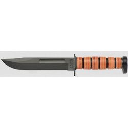 KA-BAR 1317 Dog's Head Utility Knife 7in 1095 Cro-Van Clip Point Leather Hndl 1317