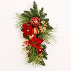 27" Pre-Lit Ribbon Swag by BrylaneHome in Multi Christmas Swag