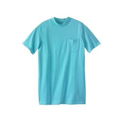 Men's Big & Tall Shrink-Less™ Lightweight Longer-Length Crewneck Pocket T-Shirt by KingSize in Maui Blue (Size 5XL)