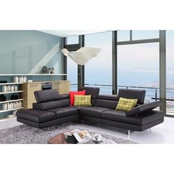 J&M Furniture A761 Italian Leather Sectional Slate Black In Left Hand Facing - J&M 1785521-LHFC