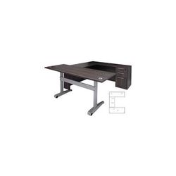 Pneumatic Lift Height Adjustable Executive U-Desk in Charcoal