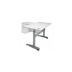 Pneumatic Lift Height Adjustable Managers L-Desk in White