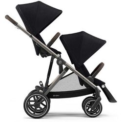 Cybex Gazelle S Double Stroller - Deep Black (Taupe Frame)