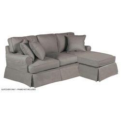 Sunset Trading Horizon Slipcover for T-Cushion Sectional Sofa with Chaise In Gray Performance Fabric - Sunset Trading SU-117678SC-391094