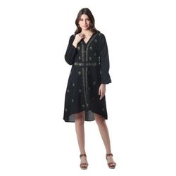 Lucknow Bouquet,'Cotton High-Low Shirtdress with Embroidery'