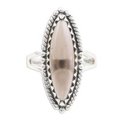 Richly Royal,'Marquise Bezel Set Smoky Quartz Cabochon Cocktail Ring'