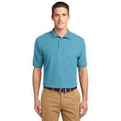 Port Authority K500 Silk Touch Polo Shirt in Maui Blue size Medium | Cotton/Polyester Blend