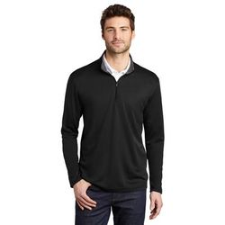 Port Authority K584 Silk Touch Performance 1/4-Zip in Black/Steel Grey size XL | Polyester