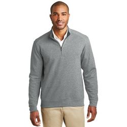 Port Authority K807 Interlock 1/4-Zip in Medium Heather Gray/Charcoal size Small | Cotton/Polyester Blend