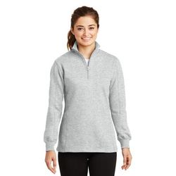 Sport-Tek LST253 Women's 1/4-Zip Sweatshirt in Heather size Medium | Cotton/Polyester Blend
