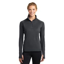 Sport-Tek LST850 Athletic Women's Sport-Wick Stretch 1/4-Zip Pullover Top in Charcoal Grey size 3XL | Polyester/Spandex Blend