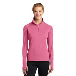 Sport-Tek LST850 Athletic Women's Sport-Wick Stretch 1/4-Zip Pullover Top in Dusty Rose size Large | Polyester/Spandex Blend