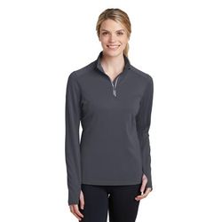 Sport-Tek LST860 Women's Sport-Wick Textured 1/4-Zip Pullover T-Shirt in Iron Grey size XL | Polyester