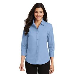 Port Authority L612 Women's 3/4-Sleeve Easy Care Shirt in Light Blue size XS | Cotton/Polyester Blend