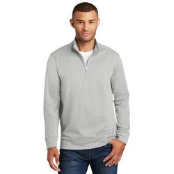 Port & Company PC590Q Performance Fleece 1/4-Zip Pullover Sweatshirt in Silver size Medium