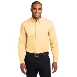 Port Authority S608ES Extended Size Long Sleeve Easy Care Shirt in Yellow size 9XL | Cotton/Polyester Blend