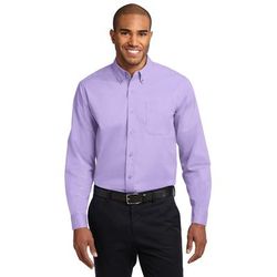 Port Authority S608ES Extended Size Long Sleeve Easy Care Shirt in Bright Lavender size 7XL | Cotton/Polyester Blend