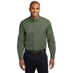 Port Authority S608ES Extended Size Long Sleeve Easy Care Shirt in Clover Green size 9XL | Cotton/Polyester Blend