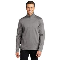 Port Authority F248 Diamond Heather Fleece 1/4-Zip Pullover T-Shirt in Gusty Grey size 2XL