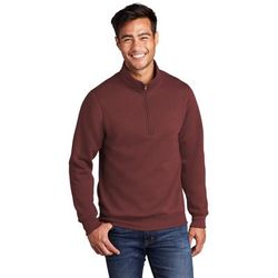 Port & Company PC78Q Core Fleece 1/4-Zip Pullover Sweatshirt in Maroon size Medium | Cotton Polyester