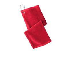 Port Authority PT400 Grommeted Hemmed Towel in Red size OSFA | Cotton