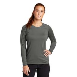 Sport-Tek LST470LS Athletic Women's Long Sleeve Rashguard Top in Dark Smoke Grey size 2XL | Polyester Blend