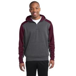 Sport-Tek ST249 Tech Fleece Colorblock 1/4-Zip Hooded Sweatshirt in Graphite Grey size 3XL | Polyester