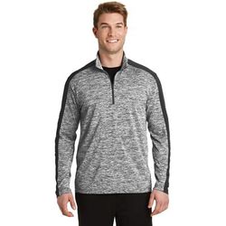 Sport-Tek ST397 PosiCharge Electric Heather Colorblock 1/4-Zip Pullover T-Shirt in Black Electric/Black size 3XL | Polyester