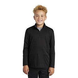 Sport-Tek YST357 Youth PosiCharge Competitor 1/4-Zip Pullover T-Shirt in Black size Medium | Polyester
