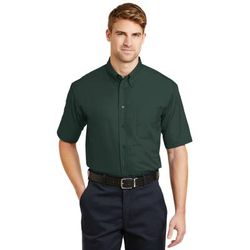 CornerStone SP18 Short Sleeve SuperPro Twill Shirt in Dark Green size Medium | Cotton/Polyester Blend