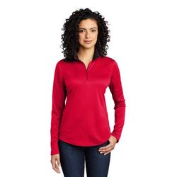 Port Authority LK584 Women's Silk Touch Performance 1/4-Zip in Red/Black size Medium | Polyester