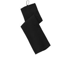 Port Authority TW60 Waffle Microfiber Golf Towel in Black size OSFA | Nylon Blend