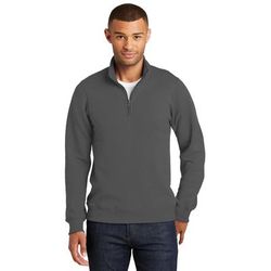 Port & Company PC850Q Fan Favorite Fleece 1/4-Zip Pullover Sweatshirt in Charcoal size XS | Cotton