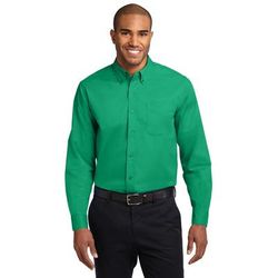 Port Authority S608ES Extended Size Long Sleeve Easy Care Shirt in Court Green size 7XL | Cotton/Polyester Blend