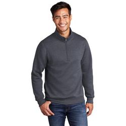 Port & Company PC78Q Core Fleece 1/4-Zip Pullover Sweatshirt in Heather Navy Blue size 4XL