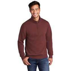 Port & Company PC78Q Core Fleece 1/4-Zip Pullover Sweatshirt in Maroon size 4XL | Cotton Polyester