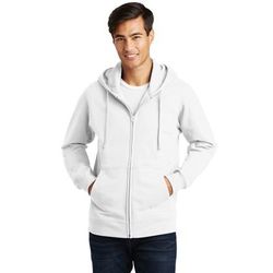 Port & Company PC850ZH Fan Favorite Fleece Full-Zip Hooded Sweatshirt in White size Large