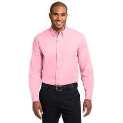 Port Authority S608ES Extended Size Long Sleeve Easy Care Shirt in Light Pink size 9XL | Cotton/Polyester Blend