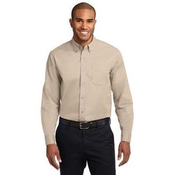 Port Authority S608ES Extended Size Long Sleeve Easy Care Shirt in Stone size 8XL | Cotton/Polyester Blend