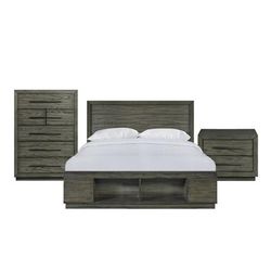 Hollis Queen Storage 3PC Bedroom Set with Cubbies - Picket House Furnishings ET600QB3PC