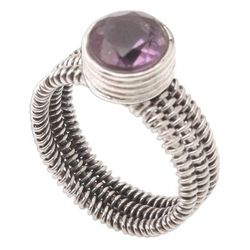 Wrapped Up in Violet,'Wire Wrapped Sterling Silver Amethyst Ring'