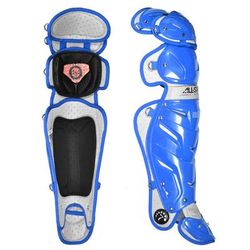 All Star System Seven Baseball Catcher's 16.5" Leg Guards Royal/Silver
